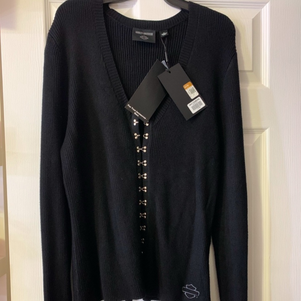 Harley-Davidson Black V-Neck Sweater